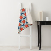 Retro Red Blue Grey Geometric Pattern Sherpa Deken (In situ)