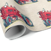 Retro Red Boerderij Tractor Cadeaupapier (Rol Hoek)