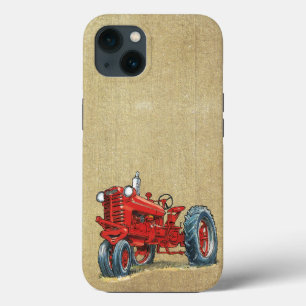 Retro Red Boerderij Tractor iPhone 13 Hoesje