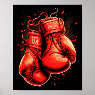 Retro Red Boxing Ghandschoenen Boxer Poster