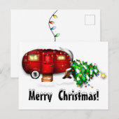 Retro Red Camper-kerstBriefkaart Briefkaart (Voorkant / Achterkant)