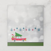 Retro Red Car met kerstboom (Buitenkant ongevouwen)