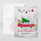 Retro Red Car met kerstboom Briefkaart (Voorkant / Achterkant)