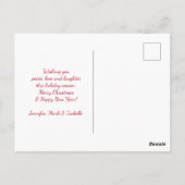 Retro Red Car met kerstboom Briefkaart (Achterkant)