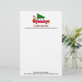 Retro Red Car met kerstboom Briefpapier (Staand voorkant)