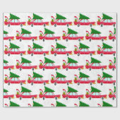 Retro Red Car met kerstboom Cadeaupapier (Vlak)