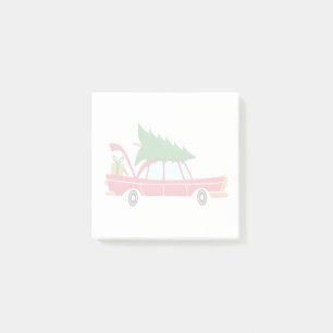 Retro Red Car met kerstboom Post-it® Notes