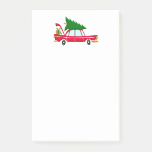 Retro Red Car met kerstboom Post-it® Notes