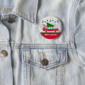 Retro Red Car met kerstboom Ronde Button 5,7 Cm (In situ)