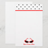 Retro Red Cat Eye zonnebrillen & Black Polka Dots Briefpapier (Voorkant / Achterkant)