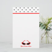 Retro Red Cat Eye zonnebrillen & Black Polka Dots Briefpapier (Staand voorkant)