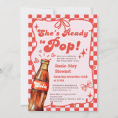 Retro Red Checker Ready to Pop Cola Baby Shower Kaart (Voorkant)