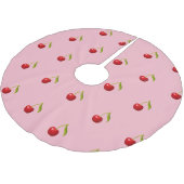 Retro Red Cherry Roze Patroon Kerstboom Rok (Gekanteld)