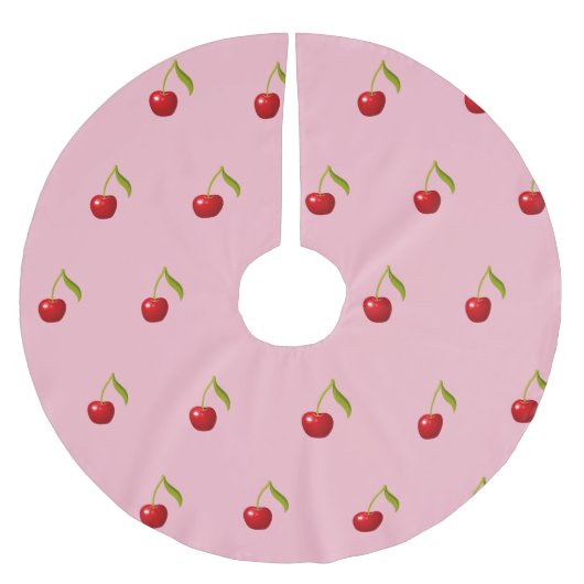 Retro Red Cherry Roze Patroon Kerstboom Rok (Voorkant)