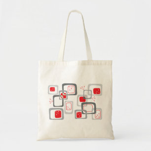 Retro Red Cherry Squares Pattern Custom Canvas tas