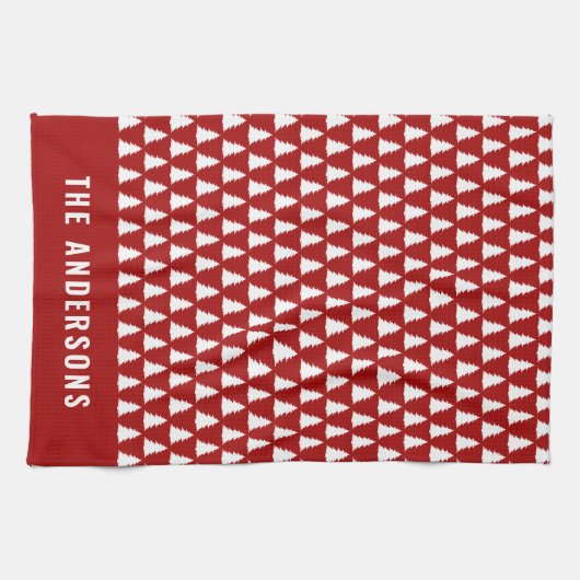 Retro Red Christmas Modern Minimaal Uniek Theedoek (Horizontaal)