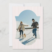 Retro Red Christmas Party Striped Invitation (Dos)