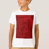 Retro Red Circuit Board Tech Pattern T-shirt (Voorkant)