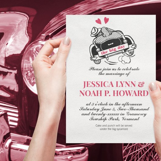 Retro Red Classic 50s Cabriolet Kaart