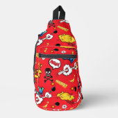 Retro Red Comic Book Pop Art Explosion Pattern Sling Bag (Voorkant)