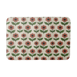 Retro Red Daisy Pattern Badmat