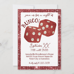 Retro Red Dice Bunco nacht Kaart