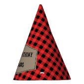 Retro Red en Black Buffalo Plays Pattern Birthday Feesthoedjes (Rechts)