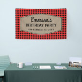 Retro Red en Black Buffalo Plays Pattern Birthday Spandoek (Beurs)