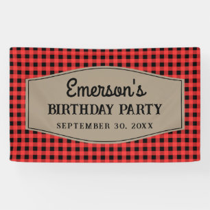 Retro Red en Black Buffalo Plays Pattern Birthday Spandoek