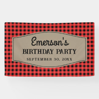 Retro Red en Black Buffalo Plays Pattern Birthday Spandoek