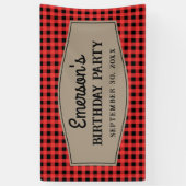 Retro Red en Black Buffalo Plays Pattern Birthday Spandoek (Verticaal)