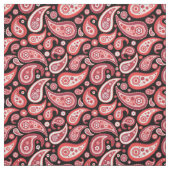 Retro Red en Black Paisley Pattern Stof (Swatch)