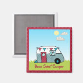 Retro Red en Blauwgroen Camper Magneet (Voorkant / Achterkant)