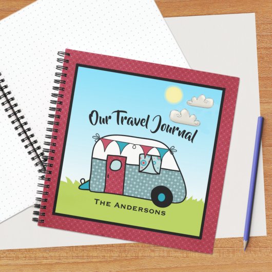 Retro Red en Blauwgroen Camper Notitieboek