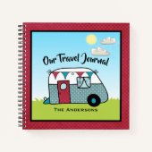 Retro Red en Blauwgroen Camper Notitieboek (Voorkant)