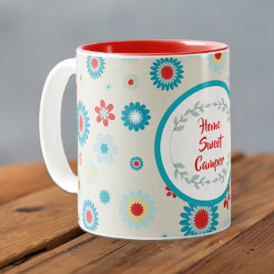 Retro Red en Blauwgroen Camper Tweekleurige Koffiemok
