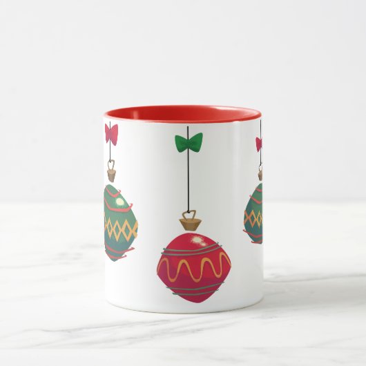 Retro Red- en Green-kerstversieringen Mok (Midden)