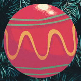 Retro Red- en Green-kerstversieringen Ronde Sticker