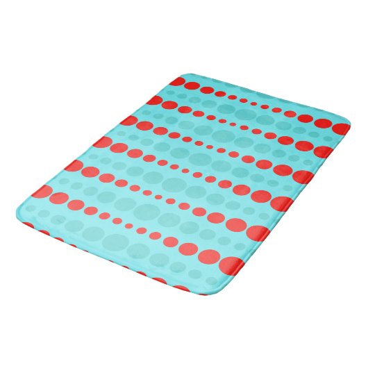 Retro Red en Turquoise Stippen Bath Mat (Gekanteld)