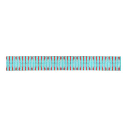 Retro Red en Turquoise Stippen Grosgrain Ribbon Grosgrain Lint (Voorkant)