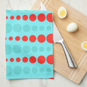 Retro Red en Turquoise Stippen Kitchen Towel Theedoek (Quarter Fold)