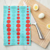 Retro Red en Turquoise Stippen Kitchen Towel Theedoek (Quarter Fold)