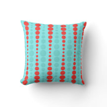 Retro Red en Turquoise Stippen Outdoor Pillow