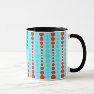 Retro Red en Turquoise Stippen Ringer Mok