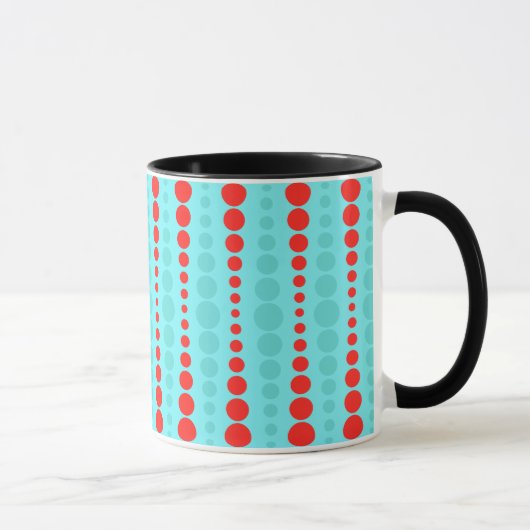 Retro Red en Turquoise Stippen Ringer Mok (Rechts)