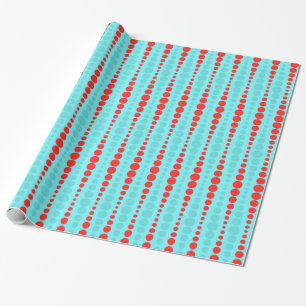 Retro Red- en Turquoise-Stippen Verpakkingspapier Cadeaupapier