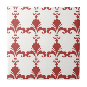 Retro Red Fleur-De-Lis Pattern Tegeltje