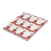 Retro Red Fleur-De-Lis Pattern Tegeltje (Zijkant)