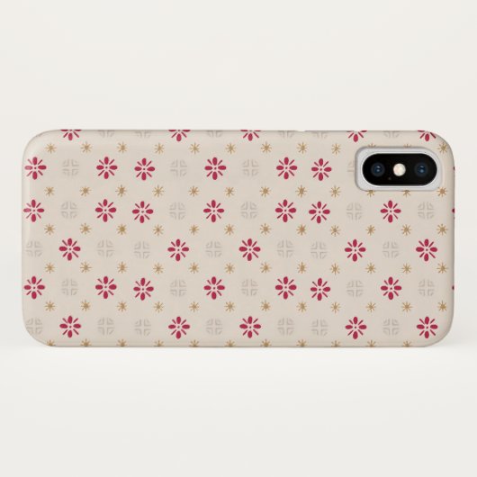 Retro Red Flower Gold Star achtergrond Case-Mate iPhone Case (Achterkant (horizontaal))