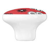 Retro Red Flower Power-keramische knop (Zijkant)